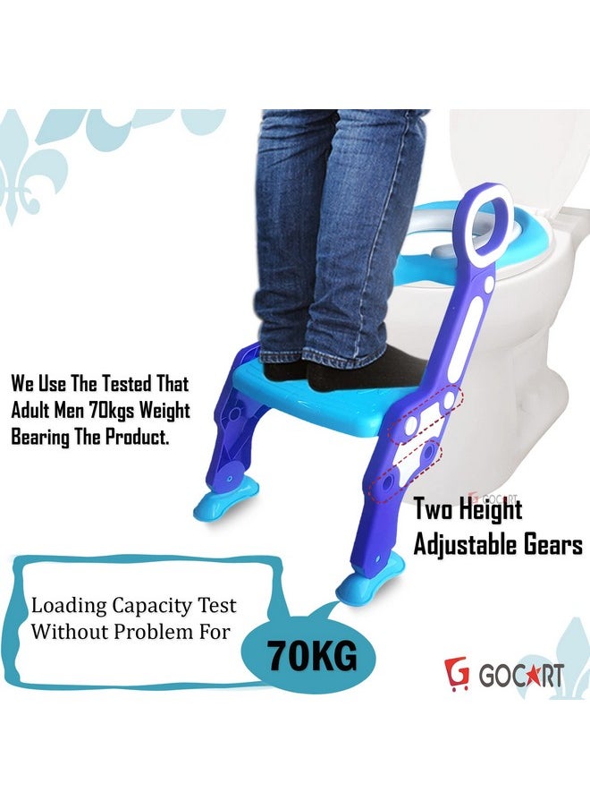 Plastic Baby Potty Training Toilet Seat With Step Ladder(Blue)
