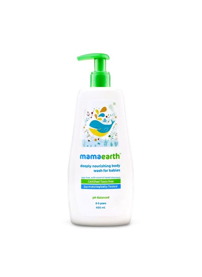 Deeply Nourishing Body Wash For Babies - 400Ml | Infused With Coconut Oil, Orange Essential Oil & Aloe Vera Extract | Deeply Nourishing, Tear-Free Cleanser