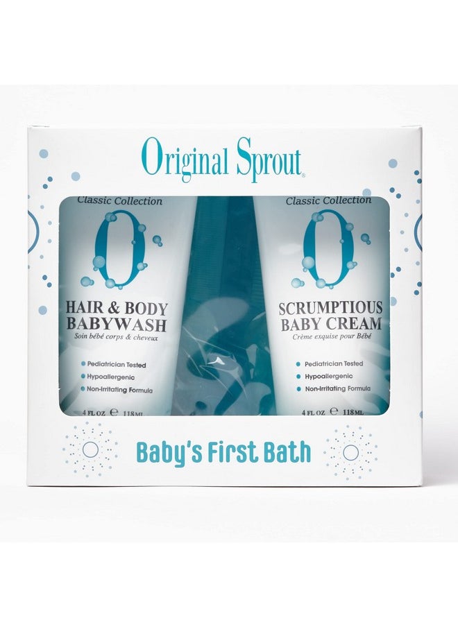 Baby'S First Bath Kit. Scrumptious Baby Cream, Hair And Body Wash, And Comb. 4 Ounces Each. Dermatologist Tested Products Perfect For Infants, Babies And Toddlers With Sensitive Skin.