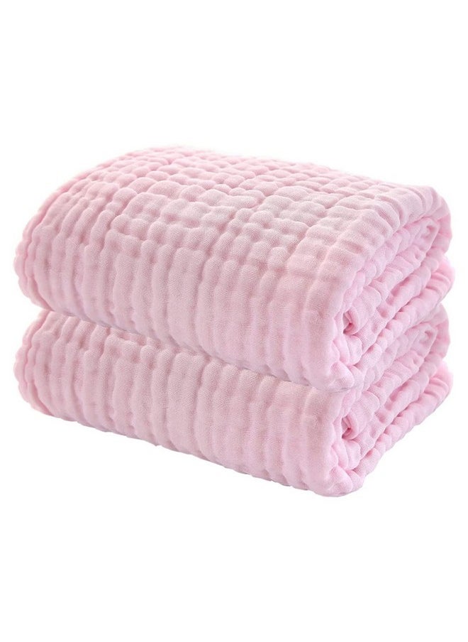 Baby Super Soft Absorbent Muslin 6 Layer Wash Towel- 100X100 Cm - (0-3 Years)- Pink