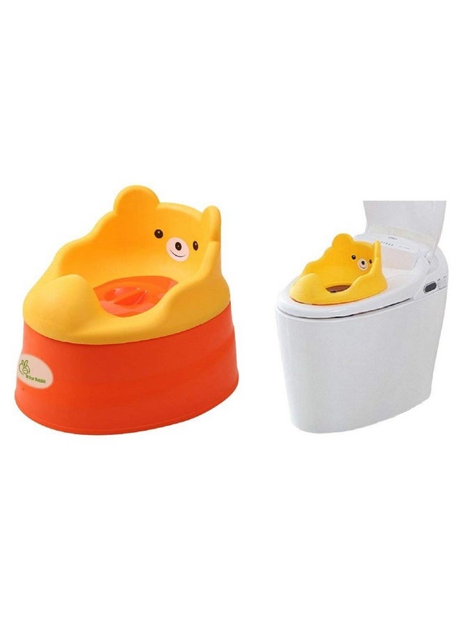 Tiny Tots Potty Seat Adaptable Potty Training Seat For New Born Baby Infant Kids 6 To 48 Months Weight Capacity 18Kg (Orange Yellow)
