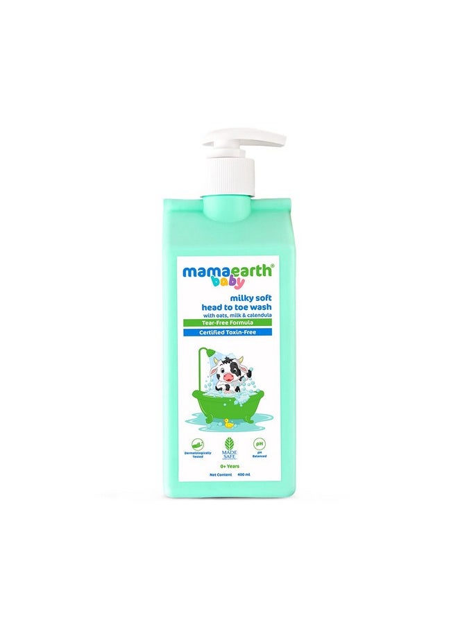 Milky Soft Head To Toe Wash With Oats, Milk, And Calendula For Babies- 400 Ml 2-In-1 Tear-Free Body Wash & Shampoo | Moisturizes And Soothes Skin