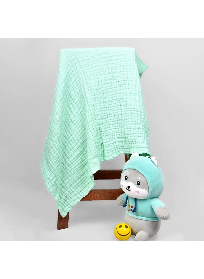 Cotton Baby Super Soft Absorbent Muslin 6 Layer Wash Towel- 100X100 Cm, (0-3 Years)- Green