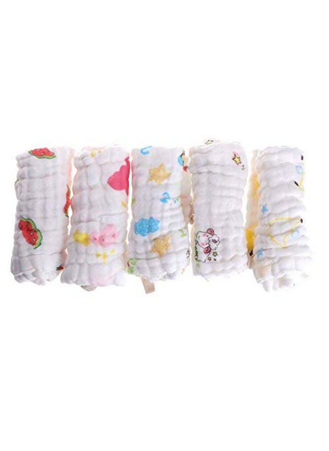 Baby Super Soft Absorbent Muslin 6 Layer Face Wipes/Wash Clothes- 30X30 Cm - (0-3 Years) - Pack Of 5