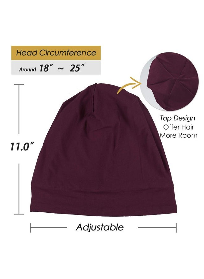 Sleep Cap For Women Silk Satin Lined Dark Burgundy