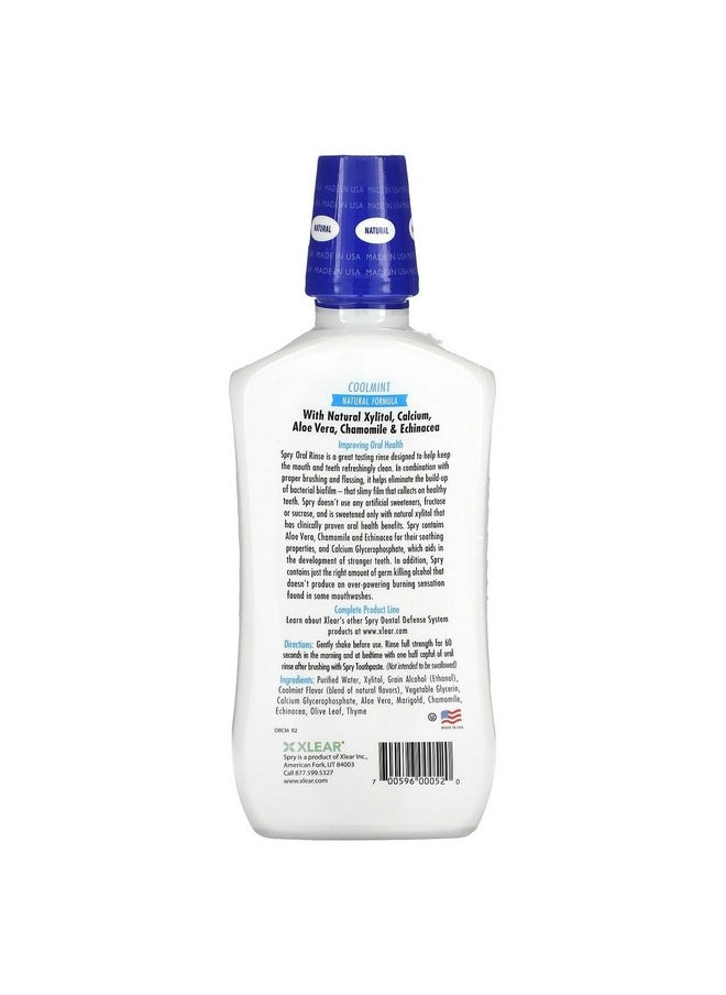 Natural Mouthwash Dental Defense Oral Rinse With Xylitol, All-Natural Coolmint, 16 Fl Oz (Pack Of 1)