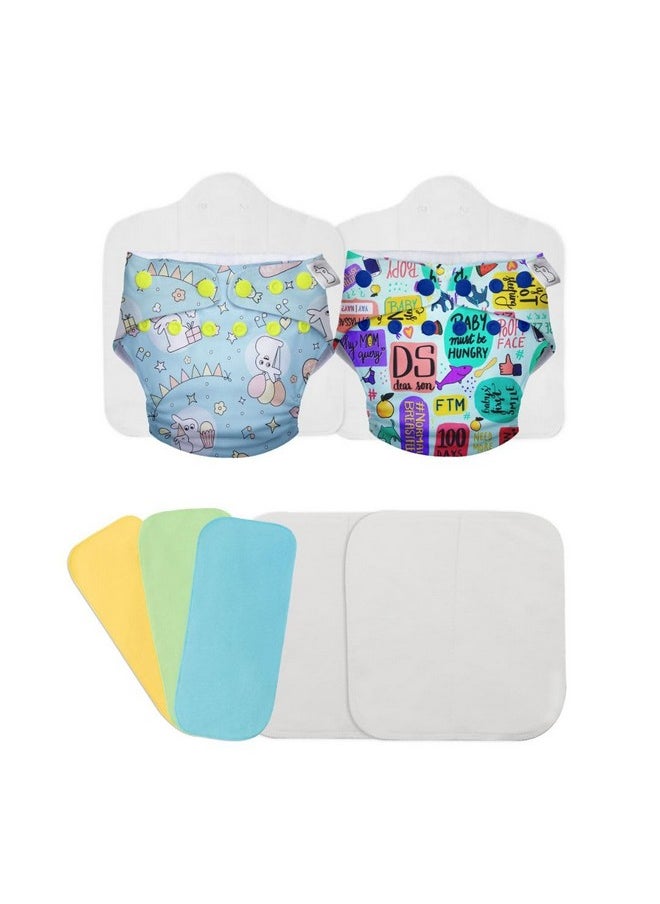 Cloth Diapers For Babies - Starter Pack With 2 Freesize Uno - New Version | Reusable Cloth Diapers For Babies From 3M To 3Y With 3 Reusable Diaper Liners, 2 Inserts And 2 Booster