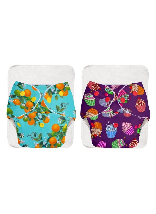 Basic Easy - Pack Of 2 | 2 Cloth Diaper+2 Inserts- Freesize Adjustable, Washable And Reusable Cloth Diaper For Babies 0-3 Years | - Assorted 2