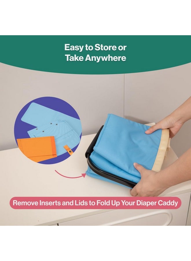 Diaper Caddy: Large Capacity Diaper Organizer Basket, Perfect For Storing Baby Wipes, Diapers & Baby Essentials. Spacious, Convenient For Parents Of Newborn Babies - Blue