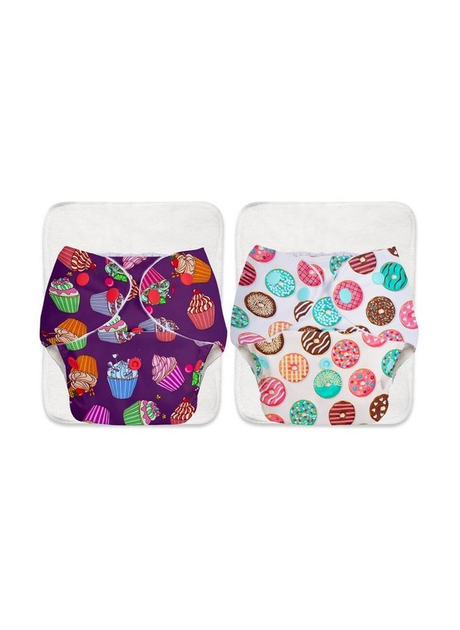 Basic - Assorted Pack Of 4 (2 Shell + 2 Insert) Cloth Diaper For Baby |Washable & Reusable |0-3 Years |Freesize & Adjustable |Reduces Rash | With Quick Dry Pad/Insert