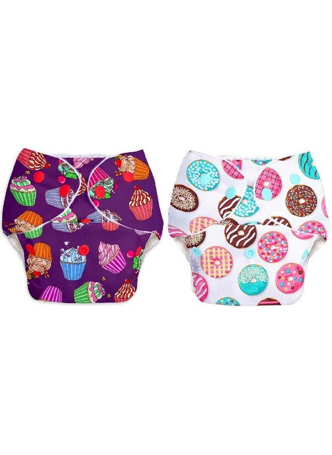 Basic - Assorted Pack Of 4 (2 Shell + 2 Insert) Cloth Diaper For Baby |Washable & Reusable |0-3 Years |Freesize & Adjustable |Reduces Rash | With Quick Dry Pad/Insert