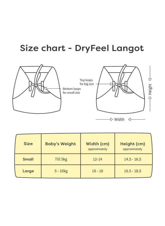 Dry Feel Padded Langot - Pack Of 3- Cotton Langot |Cloth Nappy With Gentle Elastics & A Superdryfeel Layer On Top (Printed Collection, Size 2 (Fits 5-10 Kg)