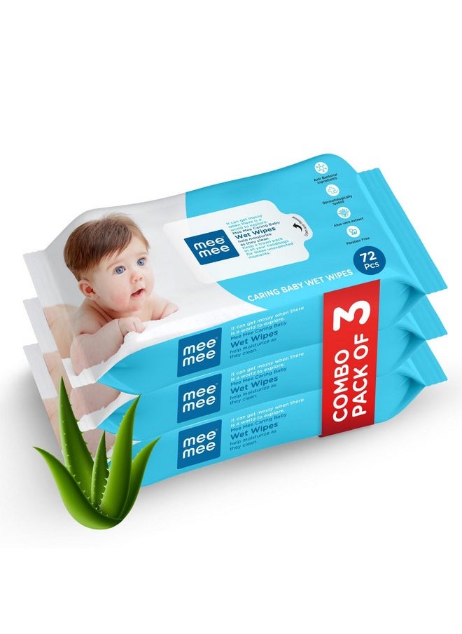 Baby Gentle Wet Wipes With Aloe Vera Extracts, 72 Counts, Pack Of 3