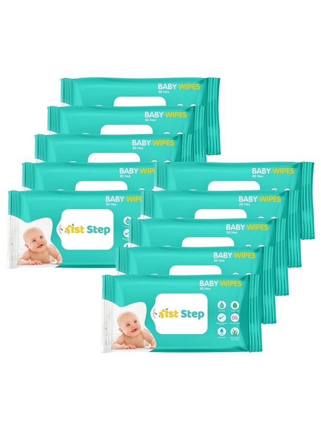 Baby Wet Wipes Enriched With Aloe-Vera And Jojoba Oil (80Pcs, Pack Of 10)