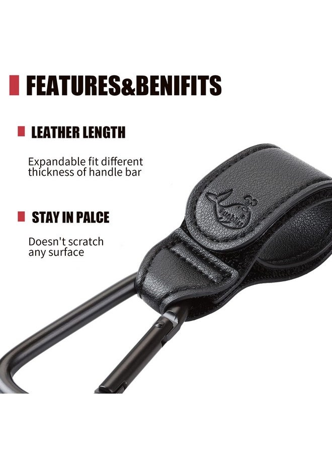 Stroller Hooks For Hanging Bags And Shopping,Baby Stroller Hooks Clips,Plus Size, Newest Gen 3 Baby Grade Velcro, Black 2 Pack