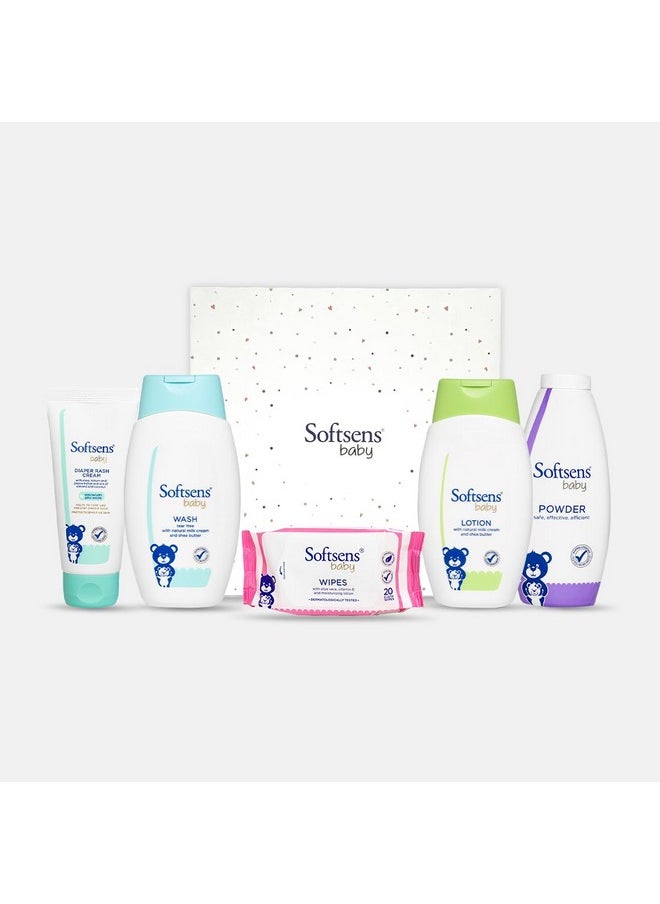 Baby Gentle Care Baby Essentials Gift Box Pack Of 6 |Premium Gift Set For New Born Baby | Bath & Skin Care Products Gift Box | Newborn Baby Essentials| Baby Shower Gift