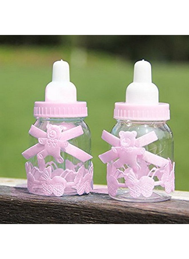 Baby Pink Shower Favor Candy Bottles, Fillable Bottles Sweet Candy Box, Baby Shower Favors,Baby Shower Party Decorations (Set Of 12) (Pink Bottles)