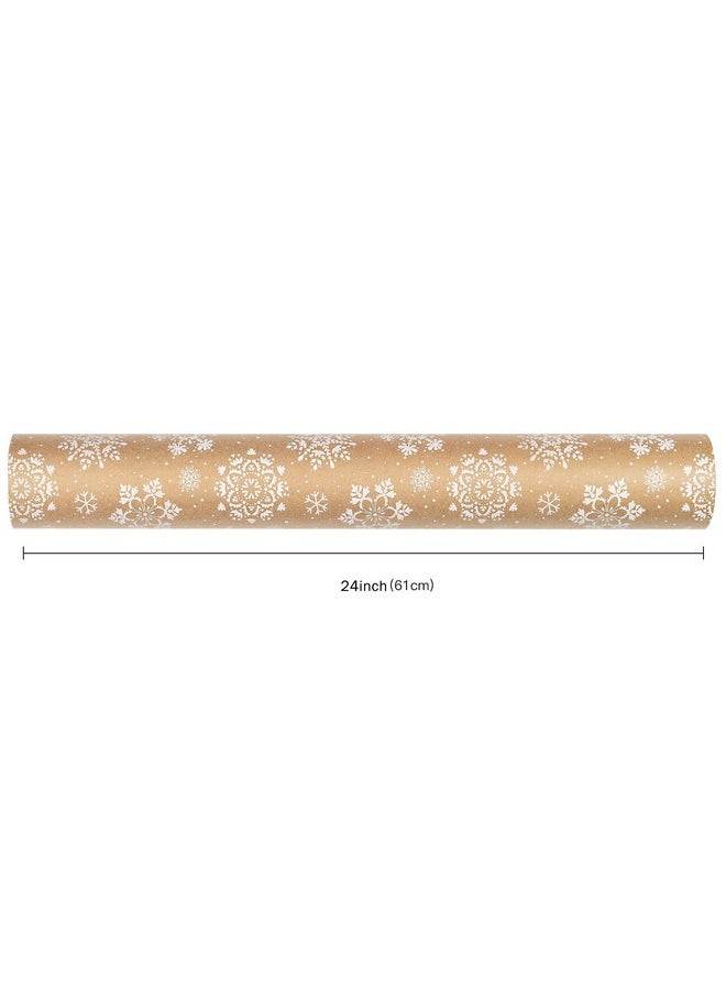 Christmas Wrapping Paper, Jumbo Roll Kraft Paper - White Snowflake Design For Holiday Gift Wrap - 24 Inches X 100 Feet