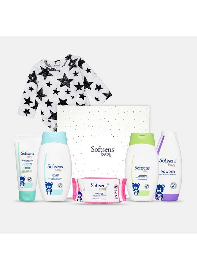 Baby Rockstar Baby Essentials Gift Box Pack Of 7 |Premium Gift Set For New Born Baby | Bath & Skin Care Products Gift Box | Newborn Baby Essentials | Baby Shower Gift