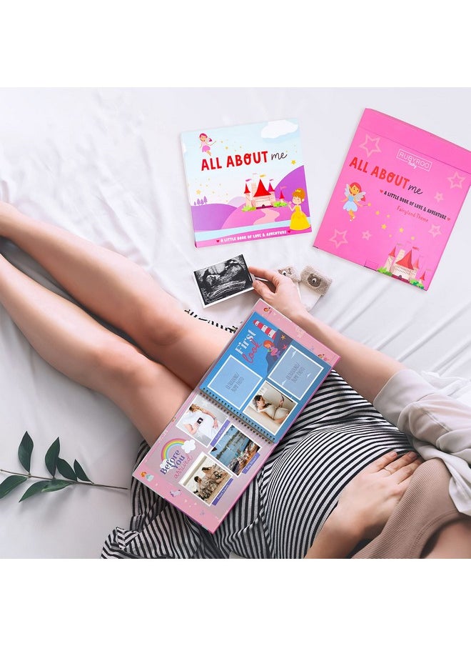 Memory Book - Milestone Journal For Baby Girl - Baby Keepsake Photo Album - First 5 Years Scrapbook - Pregnancy Gift For Baby Shower, 60 Page Hardcover Record Book For Newborn - Fairyland