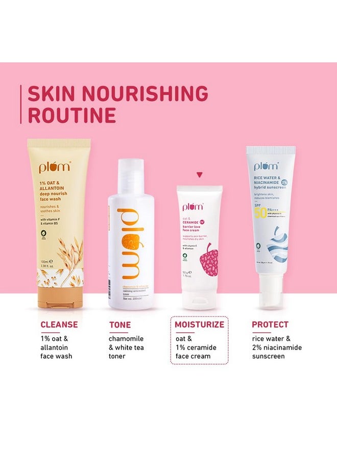 Oat & 1% Ceramide Barrier Love Face Cream | Repairs, Strengthens & Maintains Skin Barrier | Moisturizer With Vitamin E & Allantoin | For Normal, Dry Skin | Women & Men | 50 G