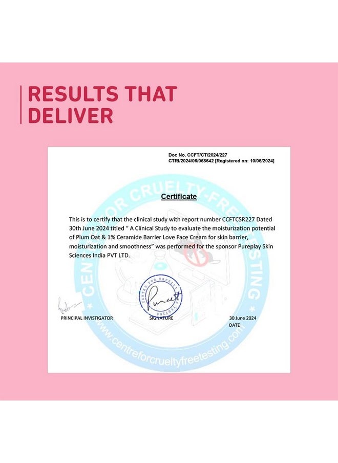 Oat & 1% Ceramide Barrier Love Face Cream | Repairs, Strengthens & Maintains Skin Barrier | Moisturizer With Vitamin E & Allantoin | For Normal, Dry Skin | Women & Men | 50 G