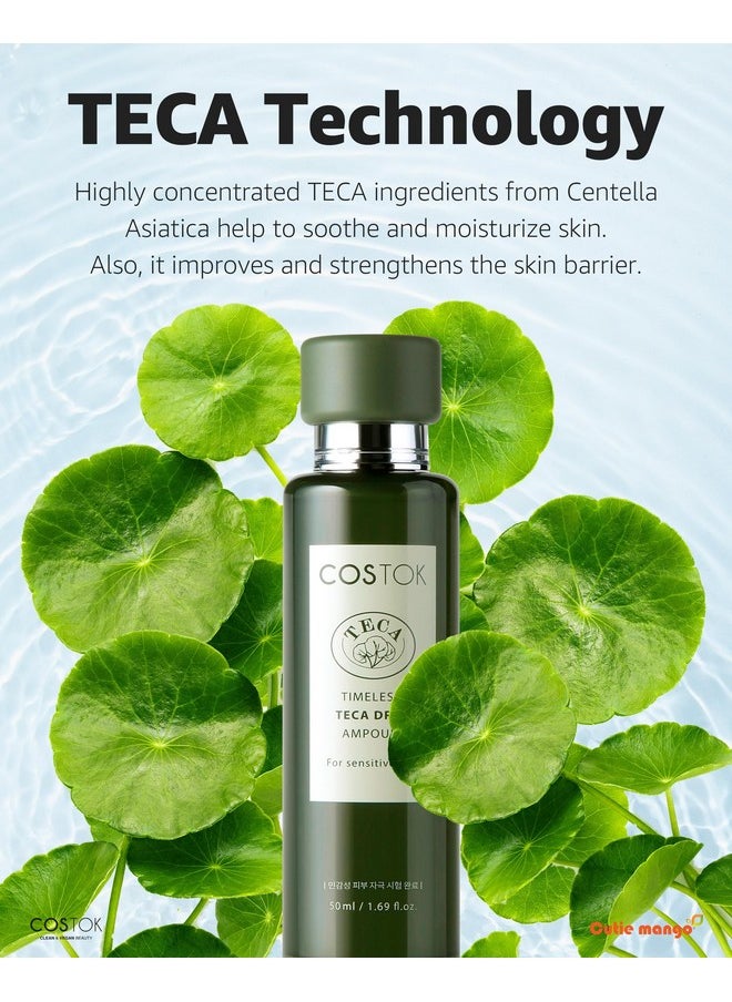 Timeless Teca Drop Ampoule 50Ml With Centella Asiatica Extract Teca Technology Hypoallergenic Soothing Hydrating Facial Serum For Sensitive Skin