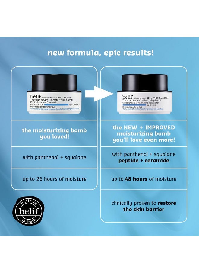 The True Cream Moisturizing Bomb 25Ml, 48Hrs Of Moisture & Hydration, Peptide, Ceramide, Squalane, Restores Skin Barrier, Daily Face Cream, For All Skin Types, Korean Skin Care Moisturizer