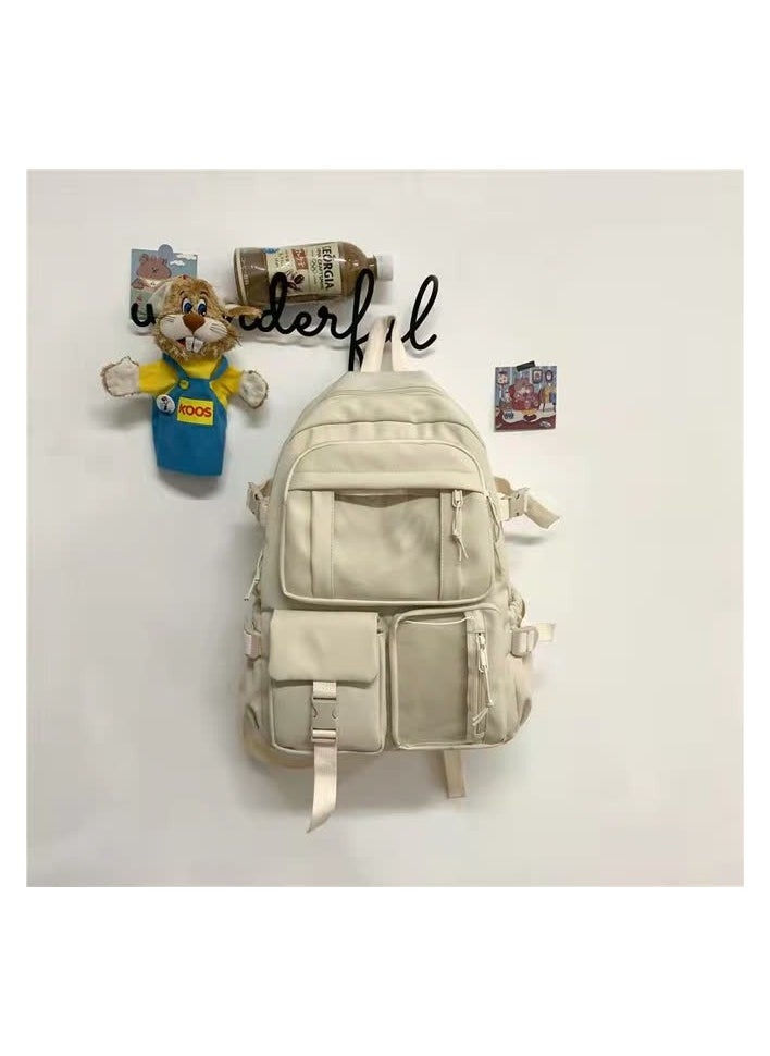 Junior high school student schoolbag ins Korean version new primary school student cute Harajuku backpack fashion Oxford cloth backpack outdoor,Pink without pendant [free badge card]