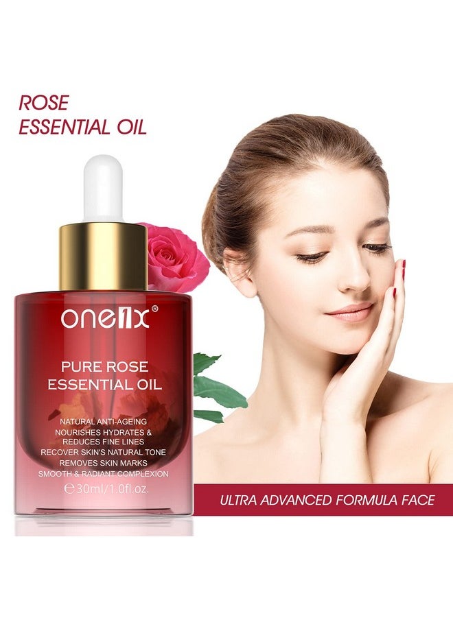 Rose Oil For Face, Anti-Wrinkle Facial Oil Serum For Dry Skin Moisturizing, Organic Rose Essential Oils For Face Body Massage Aromatherapy And Relaxation, Skin Care Gua Sha Oil 30Ml