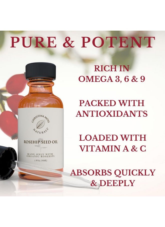 100% Pure Organic Rosehip Oil For Face, Nails, Hair And Body, Cold Pressed, Non Greasy, Super Hydrating, Can Be Used In A Spritz, Serums Or Directly