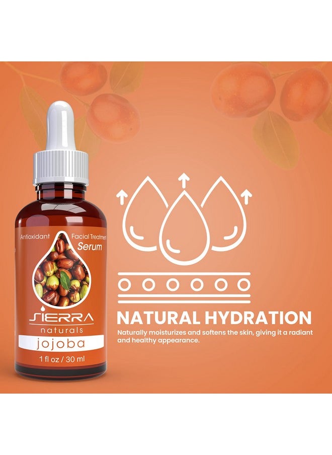 Sierra Naturals Jojoba Jajoba Oil, 100% Jojoba Oil For Face, Facial Oil, Benefits For Anti-Oxidant Facial Serum Hydrating With Vitamin E Oil, 1 Oz