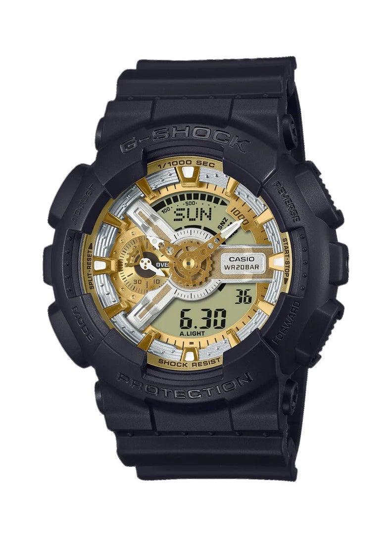 Casio G-Shock GA-110CD-1A9DR Analog Digital Gold Dial Black Resin Band