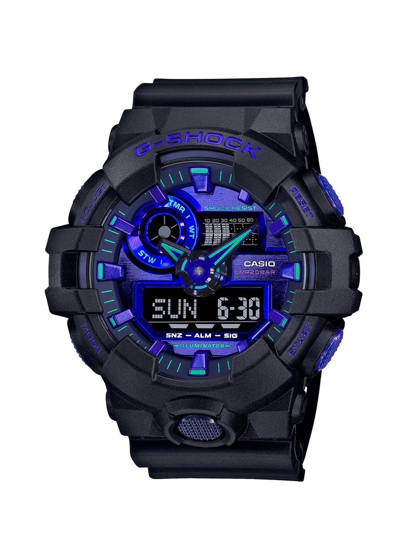 Casio G-Shock Watch - GA-700VB-1ADR Blue Dial, Black Band