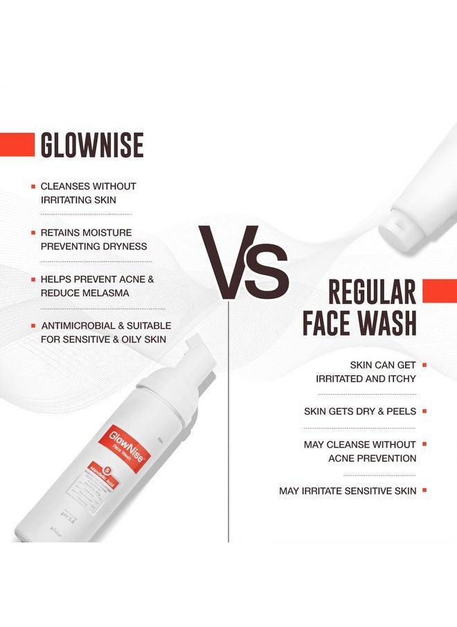Glownise Deep Cleansing Skin Whitening Foam, No Parabens, Sulphate Free Face Wash, White, 60 Ml