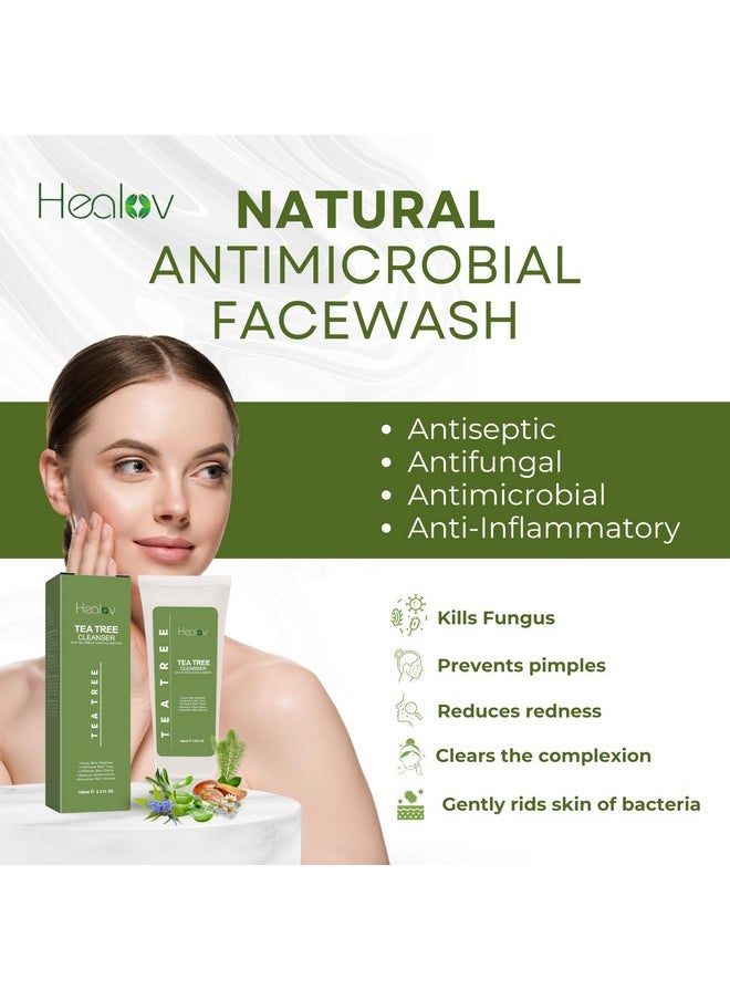 Tea Tree Face Wash - Natural Tea Tree Soap Exfoliating Facial Cleanser - Tea Tree Oil Fights Acne, Skin Irritation And Prevents Breakouts - Deeply Cleansing, Hydrating Liquid Soap For Calm Fresh Skin