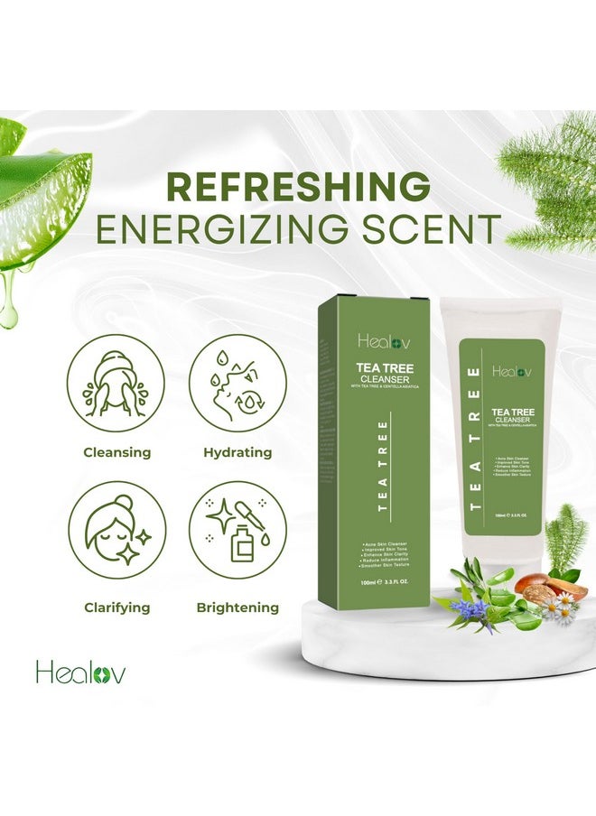 Tea Tree Face Wash - Natural Tea Tree Soap Exfoliating Facial Cleanser - Tea Tree Oil Fights Acne, Skin Irritation And Prevents Breakouts - Deeply Cleansing, Hydrating Liquid Soap For Calm Fresh Skin