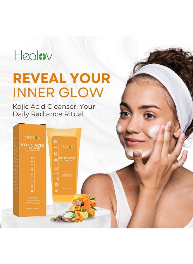 Kojic Acid Soap For Hyperpigmentation - Skin Brightening Kojic Papaya Face And Body Wash - Dark Spot Soap Reduces Acne, Scars, And Evens Skin Tone - Turmeric Facial Cleanser For Brighter Glowing Skin