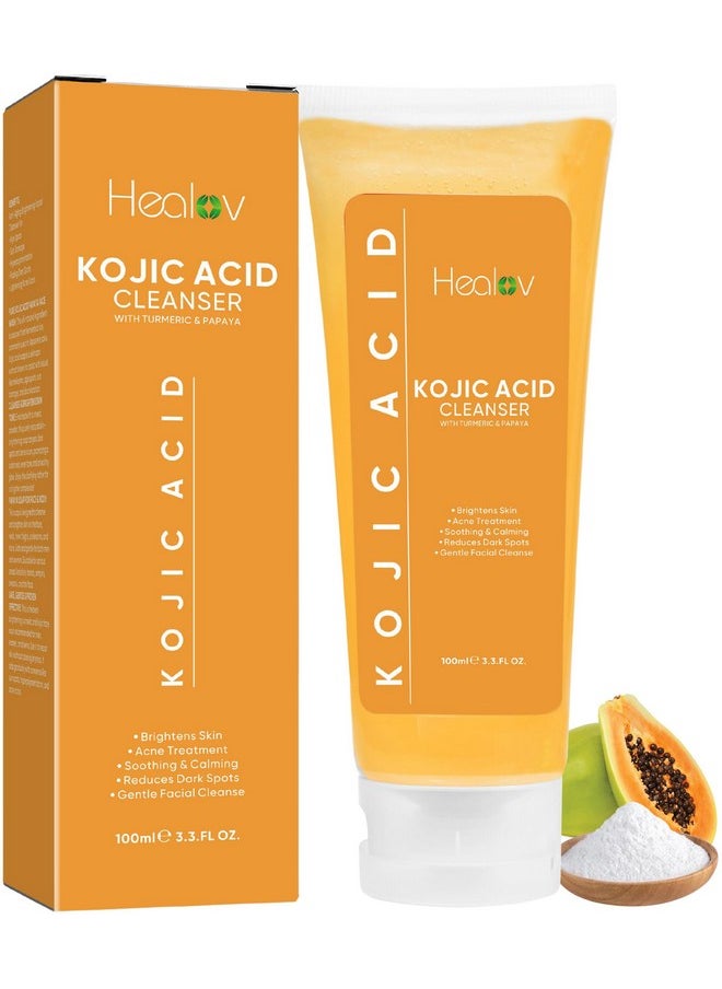 Kojic Acid Soap For Hyperpigmentation - Skin Brightening Kojic Papaya Face And Body Wash - Dark Spot Soap Reduces Acne, Scars, And Evens Skin Tone - Turmeric Facial Cleanser For Brighter Glowing Skin