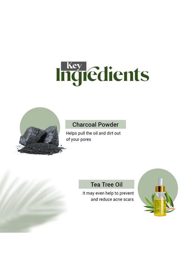 Charcoal Disinfecting Face Wash Reduce Acne & Deeply Seated Impurities With Tea Tree Leaf Oil, Charcoal Powder For Clear Skin 500Ml