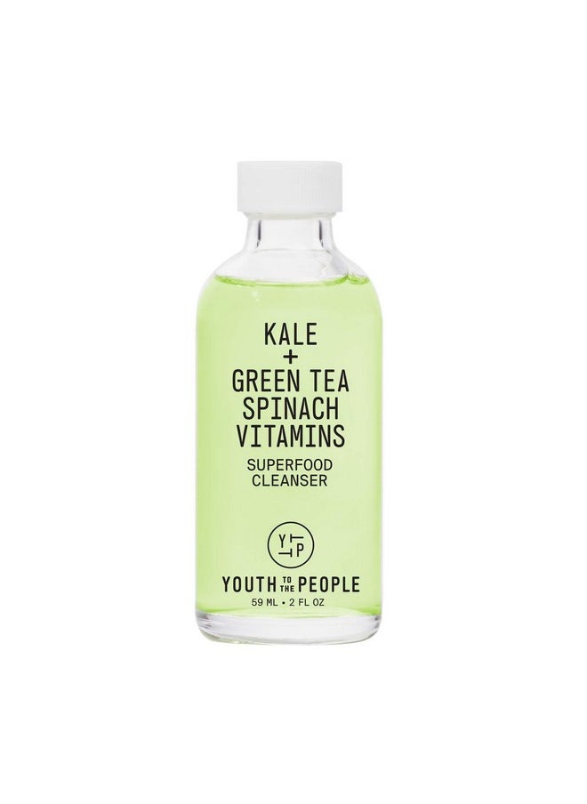 Facial Travel Cleanser - Kale And Green Tea Cleanser - Gentle Face Wash, Makeup Remover + Pore Minimizer For All Skin Types - Travel Size (2Oz)