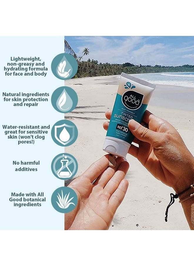 All Good Tinted Mineral Sunscreen Combo Pack - Spf 30 Lotion & Spf 50 Butter - Zinc Oxide - Coral Reef Safe - Water Resistant - Uva/Uvb Broad Spectrum (Combo)