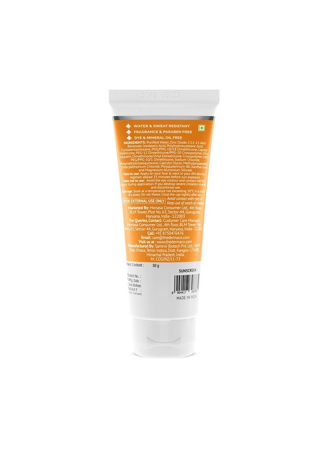 Ultra Light Zinc Mineral Sunscreen I With Spf 50 Pa+++ I Water & Sweat Resistant | Uva, Uvb & Blue Light Protection I Lightweight & Non- Greasy I No White Cast I For All Skin Type - 50G