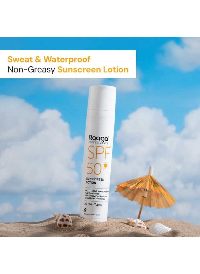 Spf 50 Sunscreen Lotion | Pa++++, Uva + Uvb Protection, Anti Tan Activities, Non-Greasy Feel, Water And Sweat Proof Technology (55 Ml)