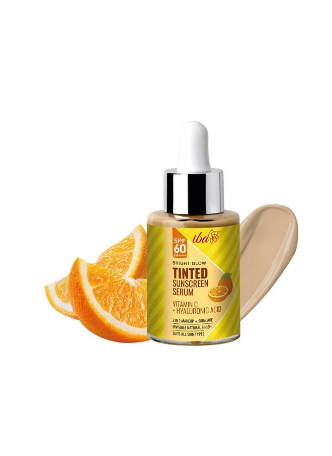 Bright Glow Tinted Sunscreen Serum For All Skin Types Spf 60 Pa++++ With Hyaluronic Acid & Vitamin C, 30Ml | Broad Spectrum- Uva & Uvb Protection | For Glowing & Sun-Safe Skin | No White Cast