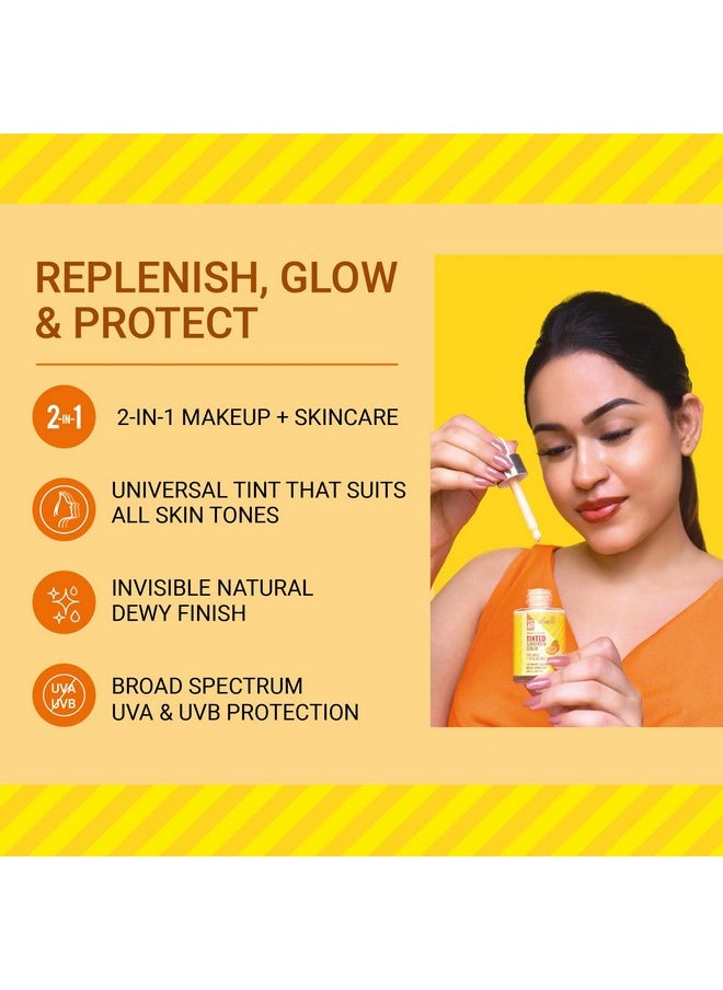 Bright Glow Tinted Sunscreen Serum For All Skin Types Spf 60 Pa++++ With Hyaluronic Acid & Vitamin C, 30Ml | Broad Spectrum- Uva & Uvb Protection | For Glowing & Sun-Safe Skin | No White Cast