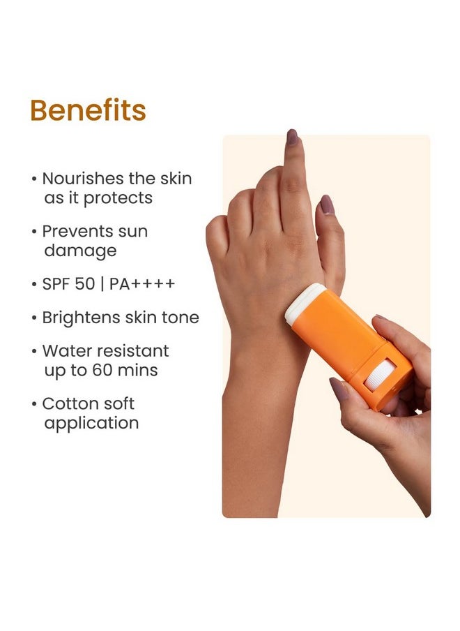 Glow Sunscreen For Normal Skin Type Stick Spf 50, Pa++++ With Vitamin C, Zinc Oxide, Vitamin E | Water Resistant, Lightweight, No White Cast | Men & Women | - 20 Gm