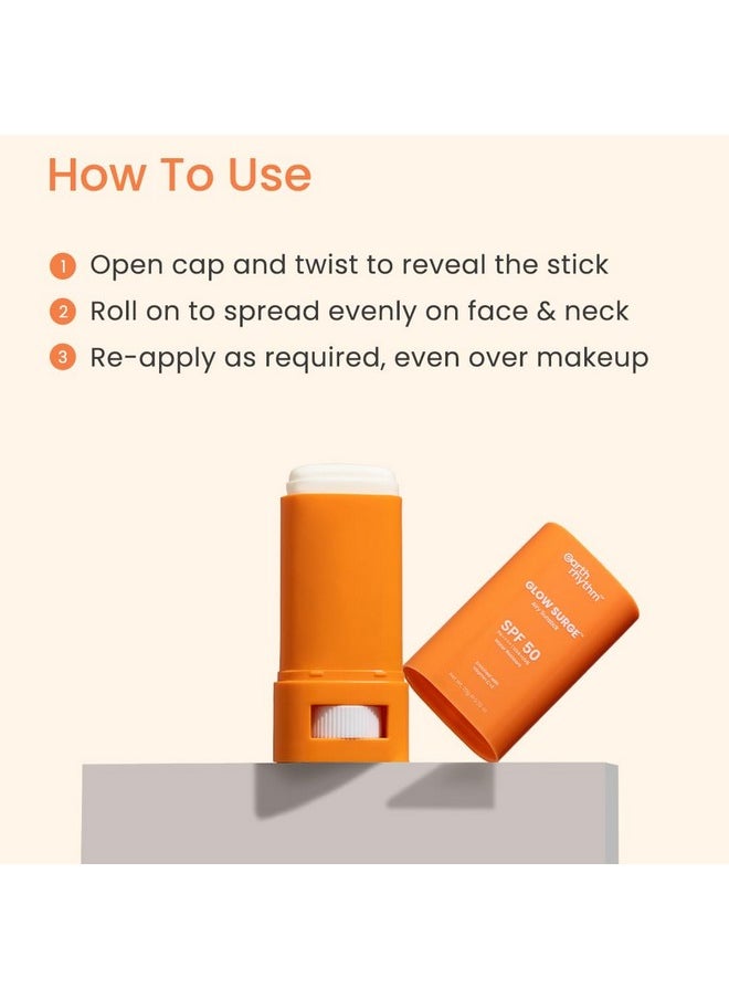 Glow Sunscreen For Normal Skin Type Stick Spf 50, Pa++++ With Vitamin C, Zinc Oxide, Vitamin E | Water Resistant, Lightweight, No White Cast | Men & Women | - 20 Gm