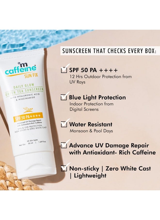 Niacinamide And Hyaluronic Acid Sunscreen Spf 50++ For Oily Skin | Mattifying, Zero White Care, Water Resistant & Non Sticky Sunscreen For Women & Men | Prevents Tan & Uv Damage - 50Ml