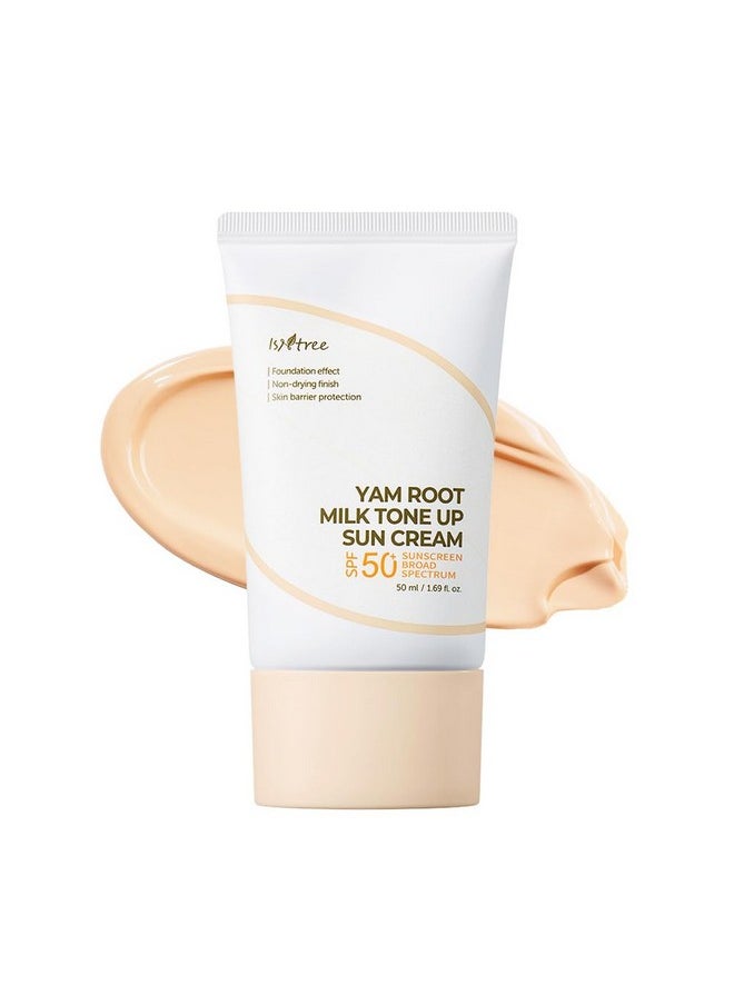 Yam Root Milk Tone Up Sun Cream 50Ml, 1.69 Fl Oz | Moisturizing Tinted Spf50+ Pa++++ | Natural Coverage | Vegan Skincare | Korean Skincare